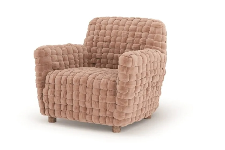 Fotelja sa duplim tkanjem u puderasto roze boji
